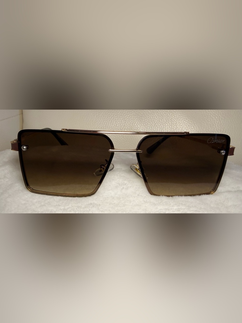 Men's Brown Gradient Pilot Sunglasses with Gold Frame